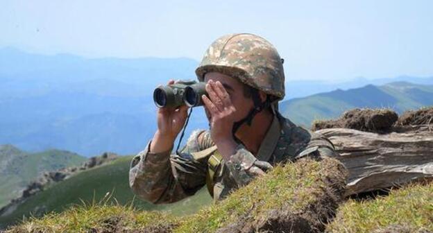 Armenian soldier at the border. Photo: press service of the Ministry of Defence of Armenia