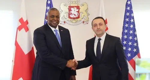 Lloyd Austin, Irakli Garibashvili. Photo: press service of the Government of Georgia, http://gov.ge/index.php?lang_id=ENG&amp;sec_id=557&amp;info_id=80592"