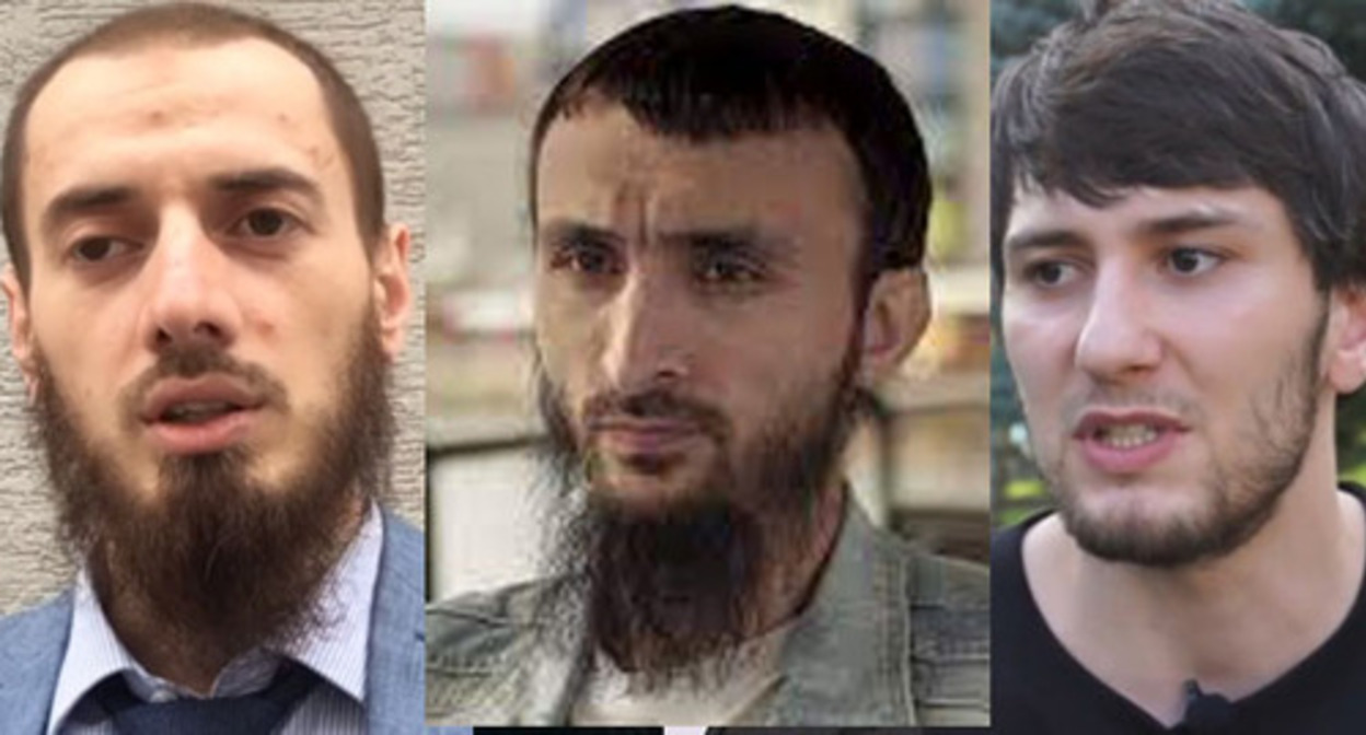 Mansur Sadulaev, Tumso Aburakhmanov, Abubakar Yangulbaev (from left to right). Collage made by the Caucasian Knot. Screenshot: https://youtu.be/NSqQ-45MGR4, https://www.instagram.com/p/CTMV4sFICpP/https://www.rbc.ru/politics/11/01/2021/5ffc4ee59a79470e230967a1