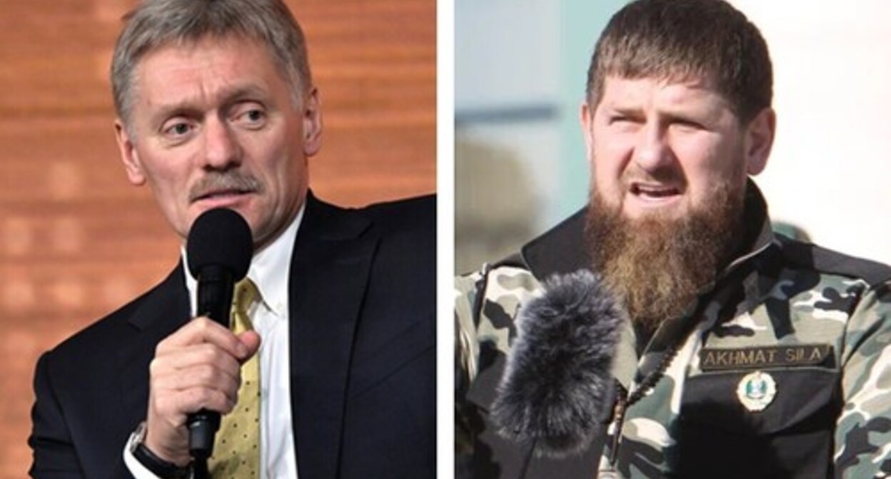 Dmitry Peskov, Ramzan Kadyrov. Photo by the Kremlin's press ofice Kremlin.ru; Chechnya Today news agency https://chechnyatoday.com/images/uploads/2022/03/30/CN0G8669.JPG