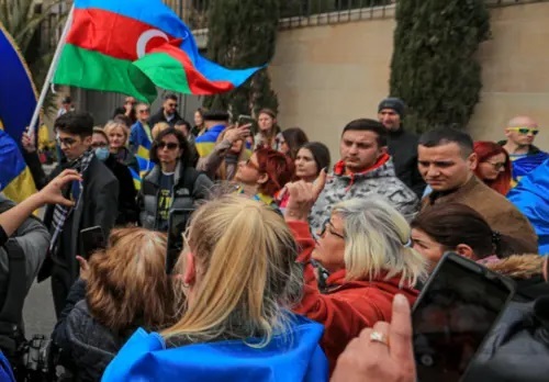 A rally in support of Ukraine in Baku. February 27, 2022. Photo by Aziz Karimov for the "Caucasian Knot"