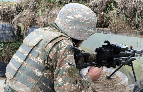 Combat position of the Armenian Army. Photo courtesy of the press service of the Ministry of Defence of Armenia, https://mil.am/hy/news/8402