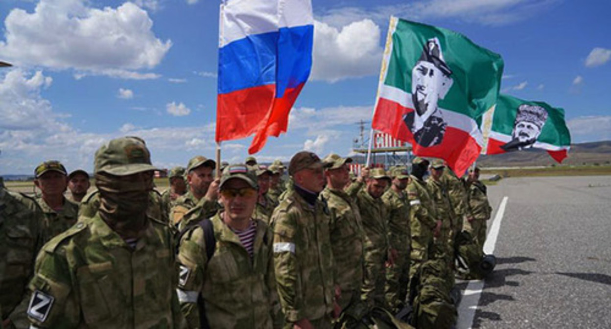 Chechen fighters ready to be sent to Ukraine. Photo: https://www.grozny-inform.ru/