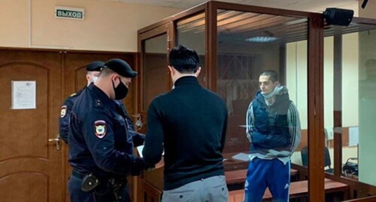 Said-Mukhammad Djumaev in the courtroom. January 2021. Photo by the press service of the Presnya District Court of Moscow