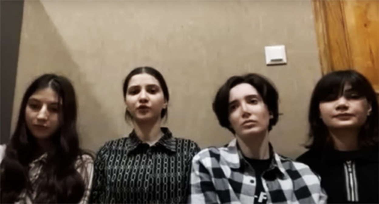 The four sisters from Dagestan who fled domestic violence. Screenshot of the video by the "Dozhd" TV Channel* * The publication has been put by the Russian Ministry of Justice (MoJ) on the register of media performing the functions of a foreign agent