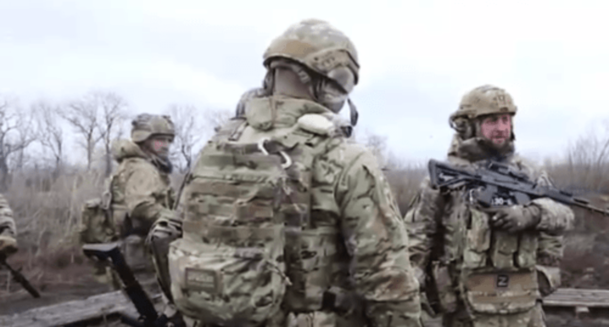 Chechen militaries in a combined military detachment. Screenshot of a video posted by the Grozny TV channel on January 22, 2024, https://t.me/groznytv/21343