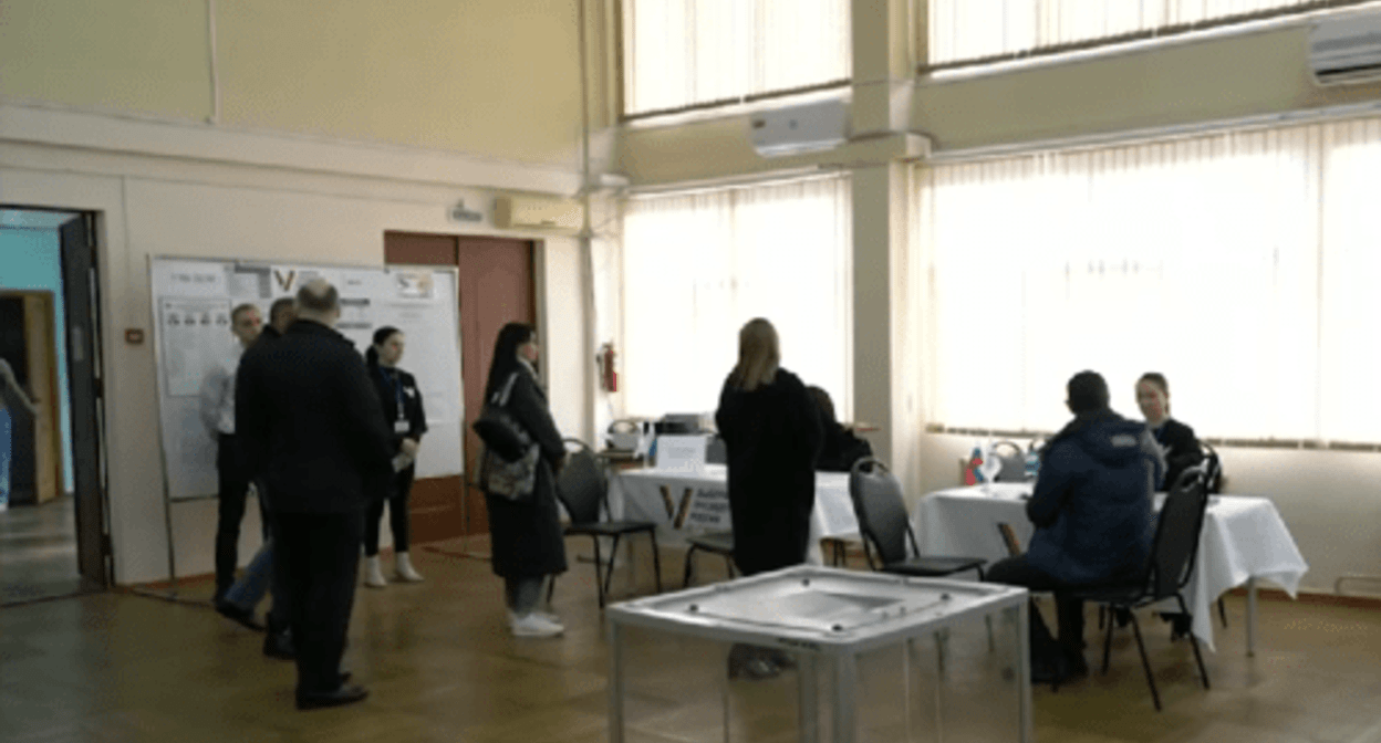 A polling station in the Krasnodar Territory. Screenshot of a video published by the "Krasnodar" TV channel on March 15, 2024 https://tvkrasnodar.ru/tv/