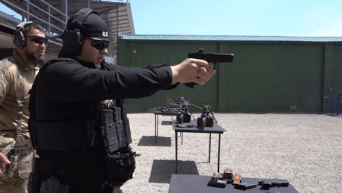 Adam Kadyrov shooting at the Russian Special Forces University. Screenshot of the video posted on Ramzan Kadyrov's Telegram channel on May 11, 2024 https://t.me/RKadyrov_95/4764