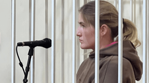 Alyona Agafonova in a court. Screenshot of the photo posted on the Telegram channel of the joint press service for the courts of the Volgograd Region on April 5, 2024 https://t.me/vlgsud/2049