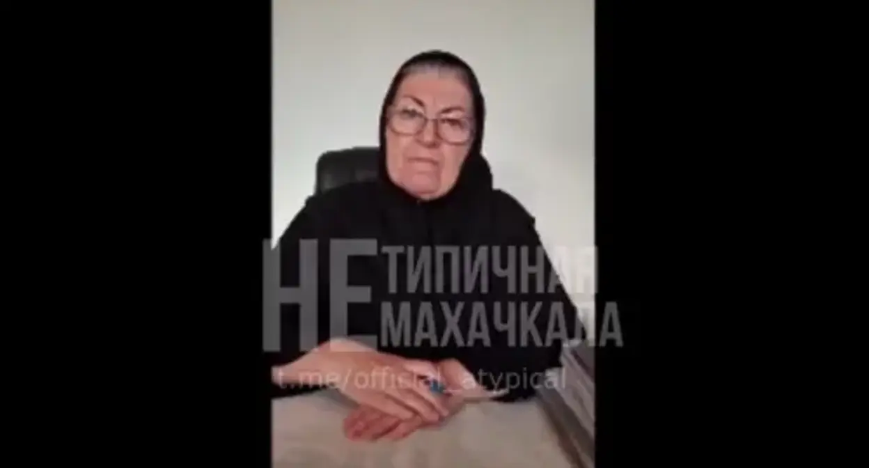 Akhmed Djabrailov's mother. Screenshot of a video posted on the Telegram channel "Atypical Makhachkala. Dagestan"