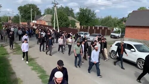 The funerals of Adam Almazov and Islambek Elmurziev. September 22, 2024. Screenshot of a video https://www.youtube.com/watch?v=YE16-qJ5uiw