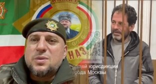 Apti Alaudinov (left) and Denis Shapiro. Collage by the "Caucasian Knot". Photos: screenshot of a video posted on Apti Alaudinov's Telegram channel https://t.me/AptiAlaudinovAKHMAT/5739 and screenshot of a video posted on the Telegram channel "The general jurisdiction courts of the City of Moscow" on October 8, 2024 https://t.me/moscowcourts/4921