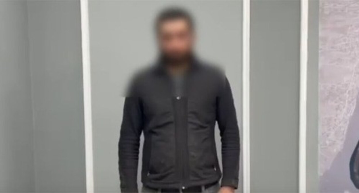 A detainee publicly apologized on camera. Screenshot of a video posted by the  Astrakhan Regional Branch of the Russian Ministry of Internal Affairs https://vk.com/wall-66751883_24629