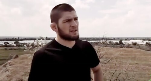 Khabib Nurmagomedov near his native village of Kirovaul. Screenshot of a video https://www.youtube.com/watch?v=sThOyjZGQ4s