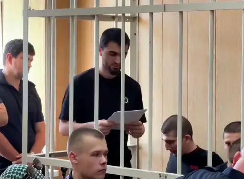 The defendants in the case of riots at the Makhachkala Airport in a court. Photo: the joint press service for the courts of the Krasnodar Territory