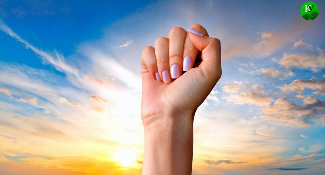 A woman's hand as a sign of solidarity. Picture made in Photoshop by the "Caucasian Knot"