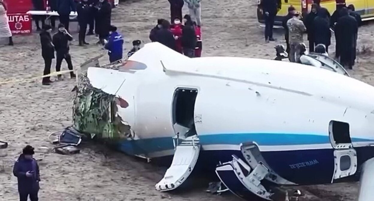 The crash of an Azerbaijan Airlines plane flying from Baku to Grozny. Photo by the Ministry of Emergency Situations of the Republic of Kazakhstan