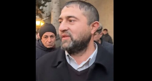 Djamil Gadjiev at a protest action. Baku, January 10, 2025. Photo: Nihad Huseyn https://www.facebook.com/photo?fbid=562793079913847&amp;set=a.100599089466584 (the activities of the Meta Company, owning Facebook, are banned in Russia)