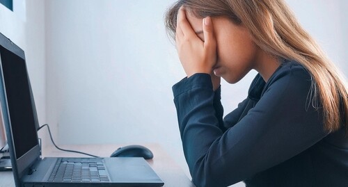 A girl in front of a computer. Picture made in Photoshop by the "Caucasian Knot"