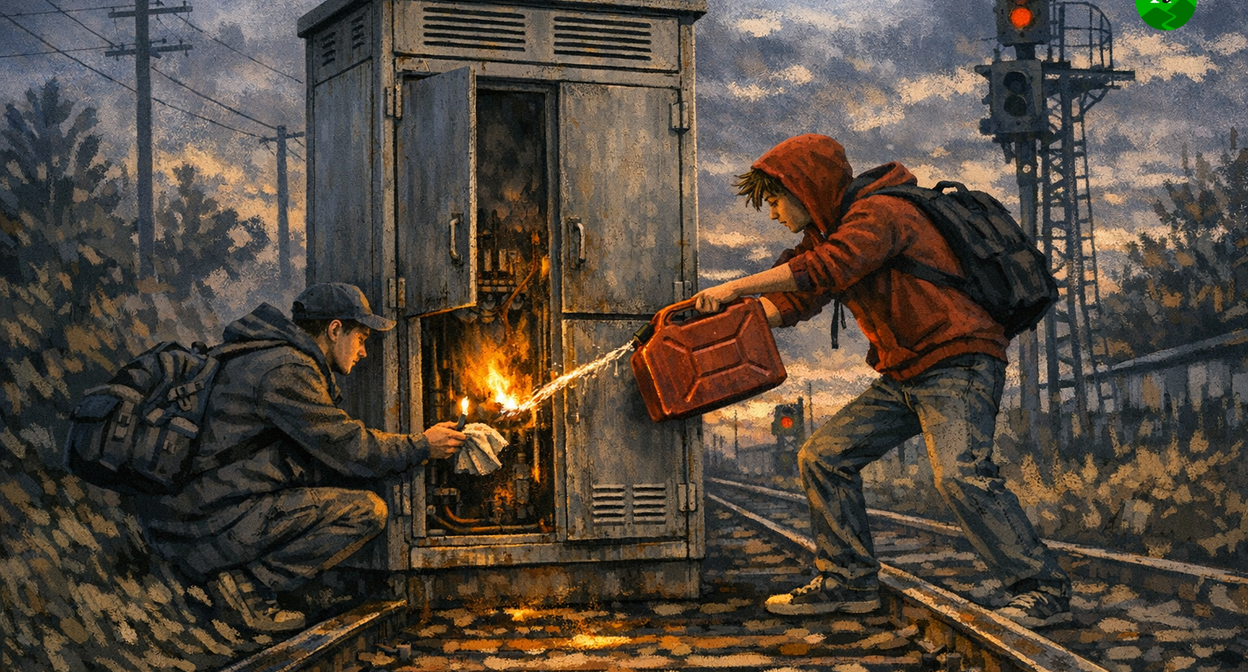 Teenagers set fire to a relay cabinet. Illustration created by Caucasian Knot using AI in the Copilot program. Teenagers set fire to a relay cabinet. Illustration created by Caucasian Knot using AI in the Copilot program.