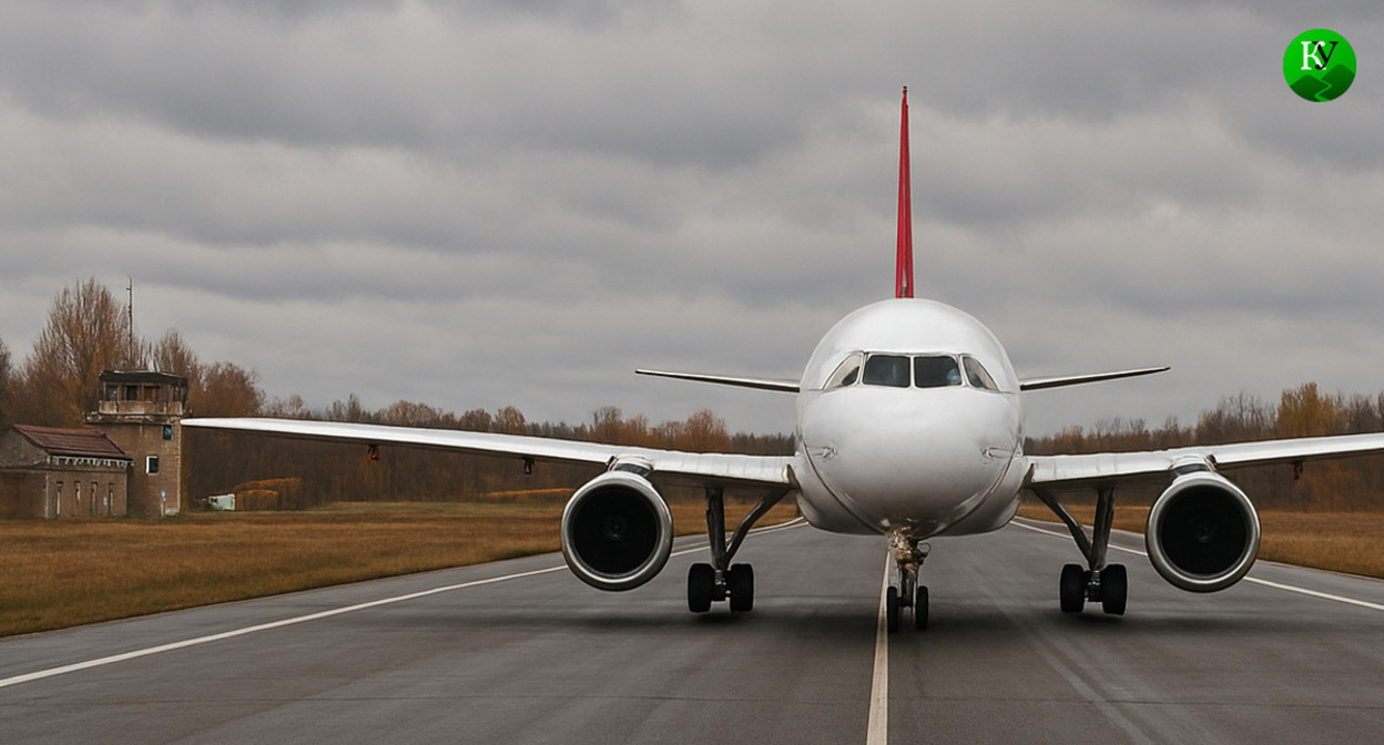 An airplane on the runway. Illustration created by the Caucasian Knot using AI in the Copilot program. An airplane on the runway. Illustration created by the Caucasian Knot using AI in the Copilot program.