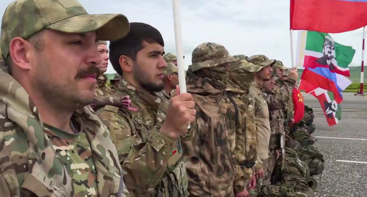 Fighters at the Grozny airport. Still from a video from Ramzan Kadyrov's Telegram channel, May 17, 2026, https://t.me/RKadyrov_95/6608. Fighters at the Grozny airport. Still from a video from Ramzan Kadyrov's Telegram channel, May 17, 2026, https://t.me/RKadyrov_95/6608.